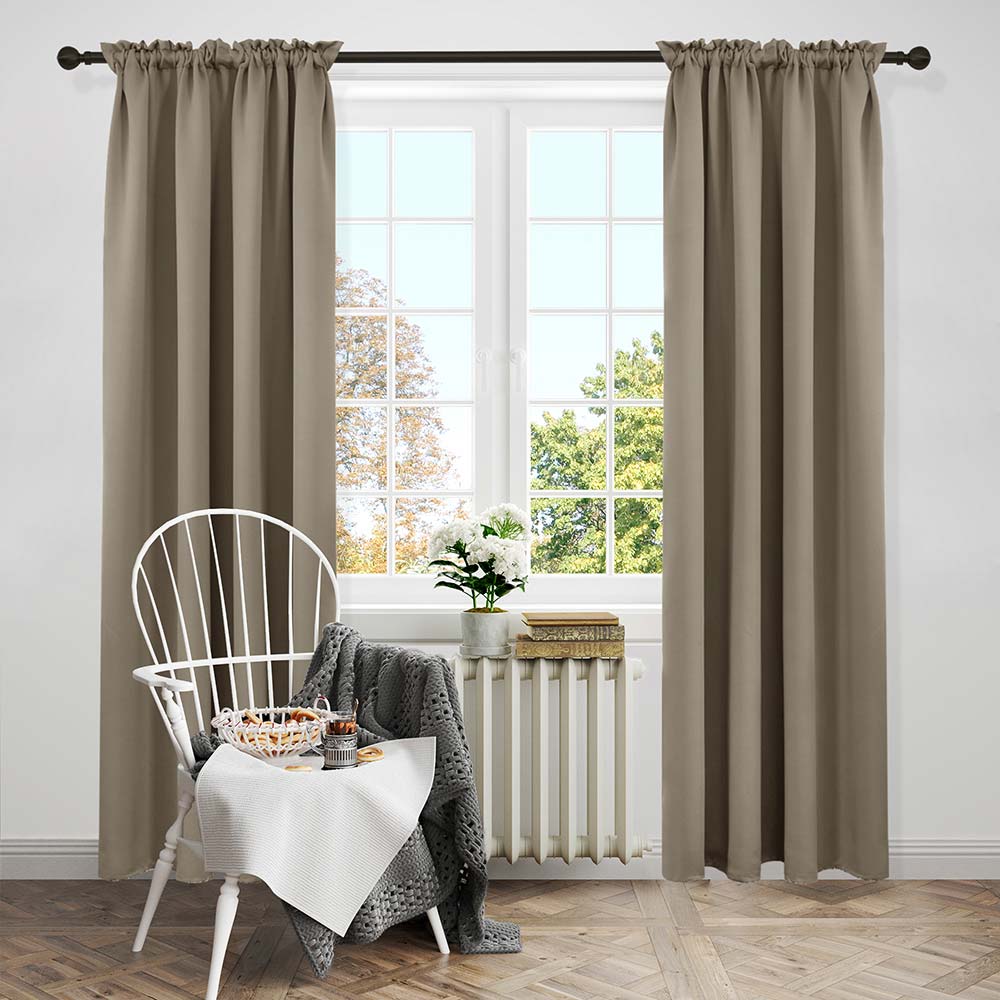 Solid Color Thermal Insulated Blackout Curtains - Rod Pocket | Insulated Winter Energy Saving | 2 Deconovo Panels - Deconovo US