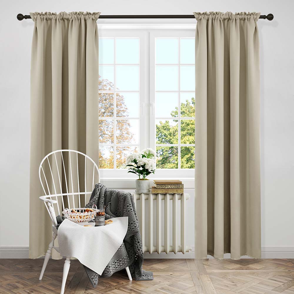 Solid Color Thermal Insulated Blackout Curtains - Rod Pocket | Insulated Winter Energy Saving | 2 Deconovo Panels - Deconovo US