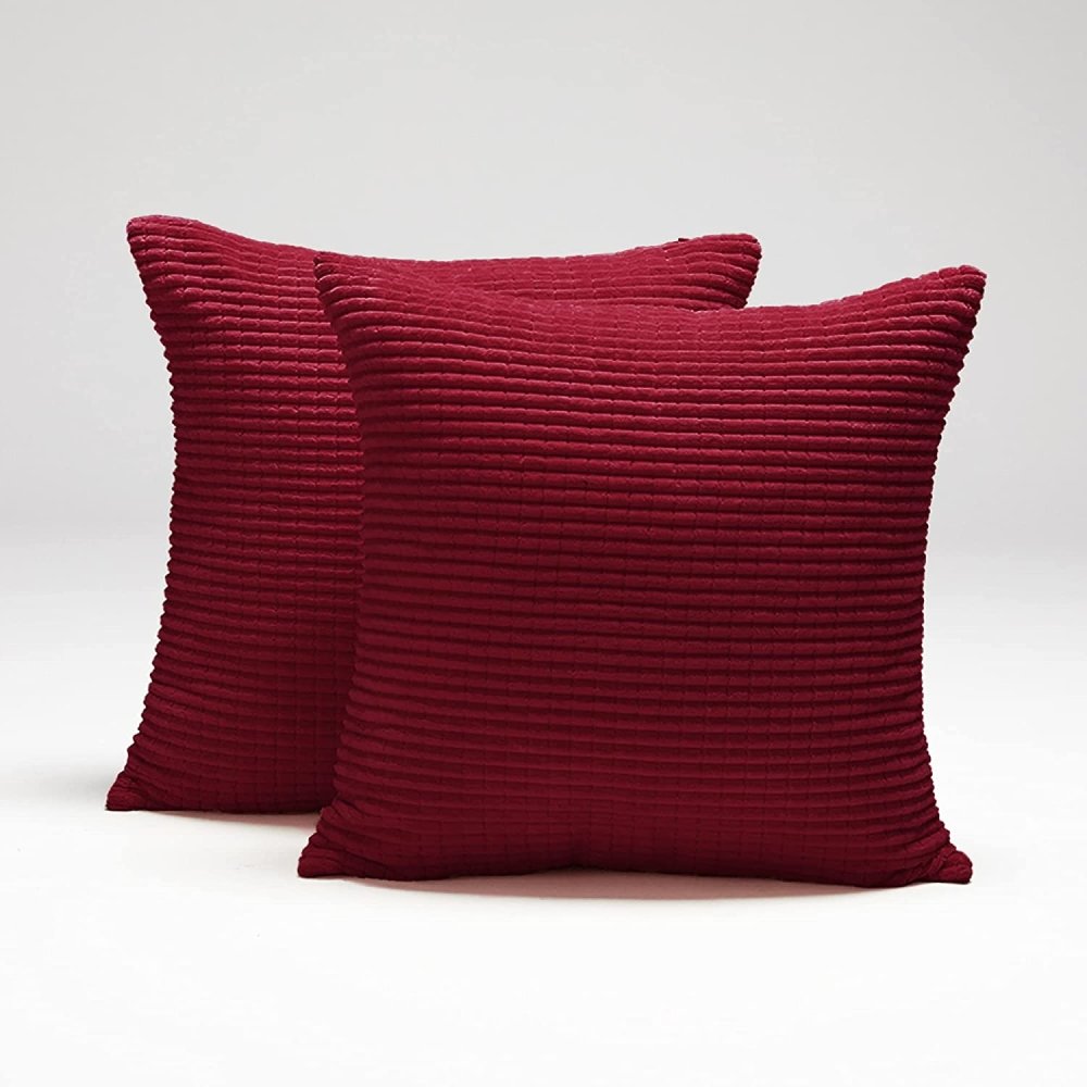 Solid Color Throw Pillow Cover with Stripe-Set of 2 - Deconovo US