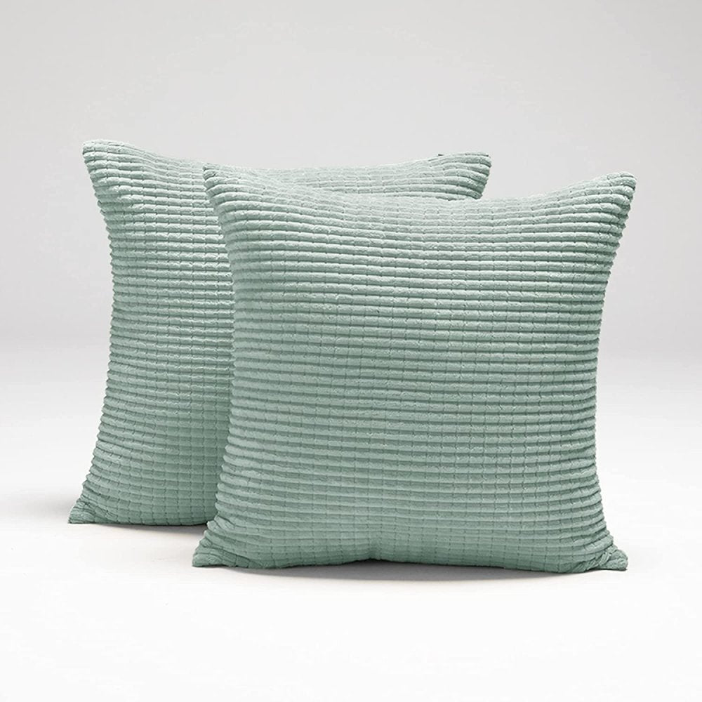 Solid Color Throw Pillow Cover with Stripe-Set of 2 - Deconovo US