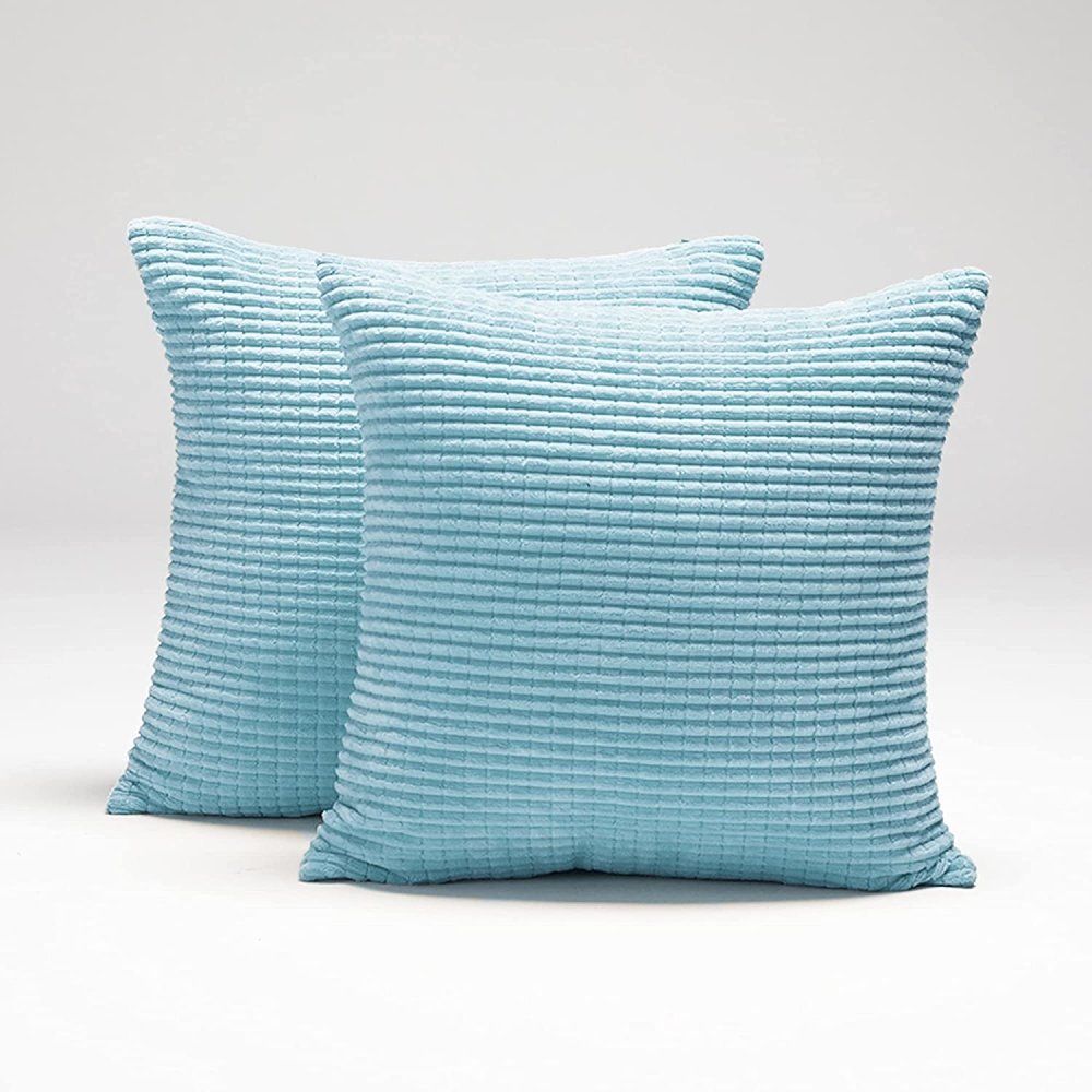 Solid Color Throw Pillow Cover with Stripe-Set of 2 - Deconovo US