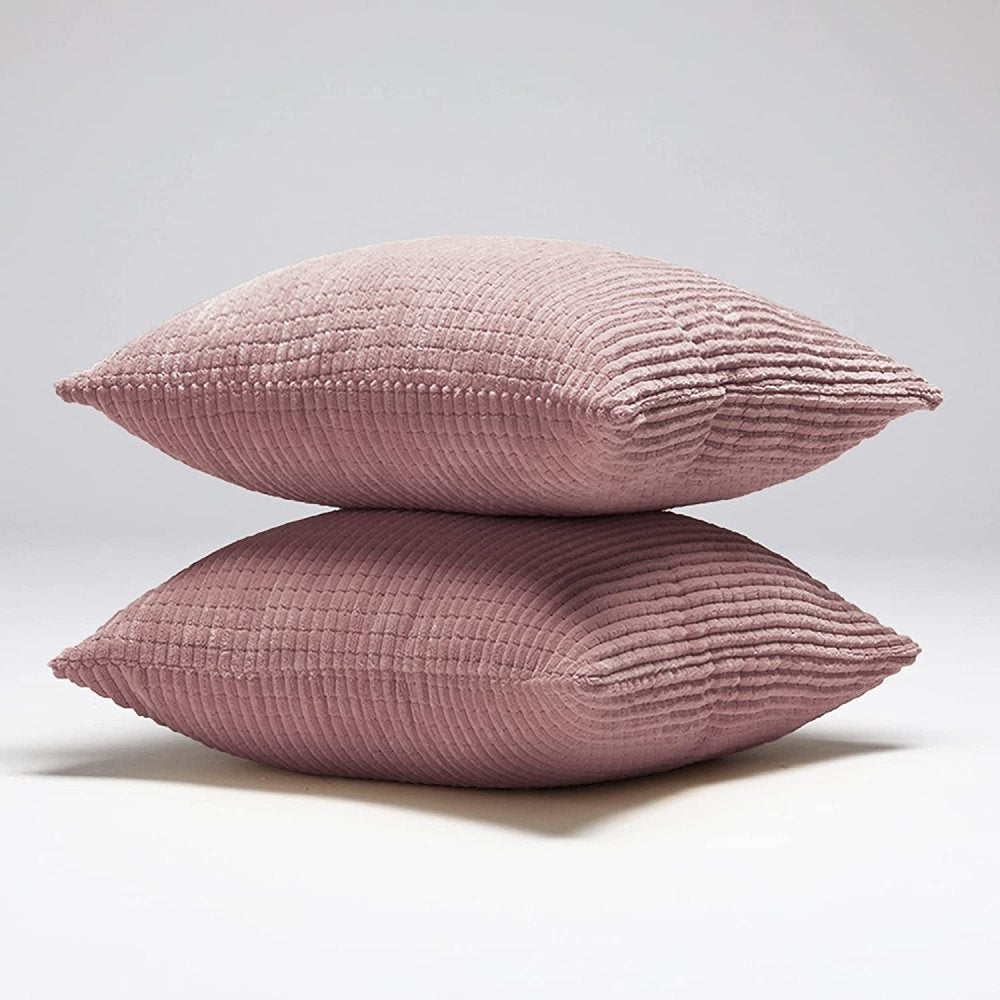 Deconovo Set of 2 Throw Pillow Cover with Stripe Super Soft Corduroy ...