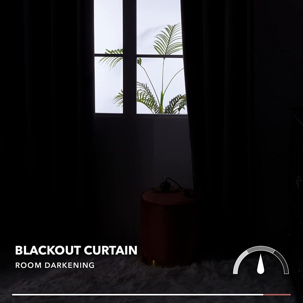 Sun Blocking Thermal Blackout Curtains | Room Darkening, Noise Filtering | Ready Made Deconovo | 2 Panels - Deconovo US