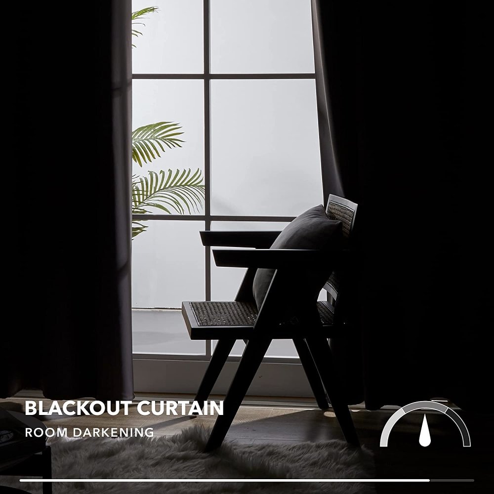 Sun Blocking Thermal Blackout Curtains | Room Darkening, Noise Filtering | Ready Made Deconovo | 2 Panels - Deconovo US