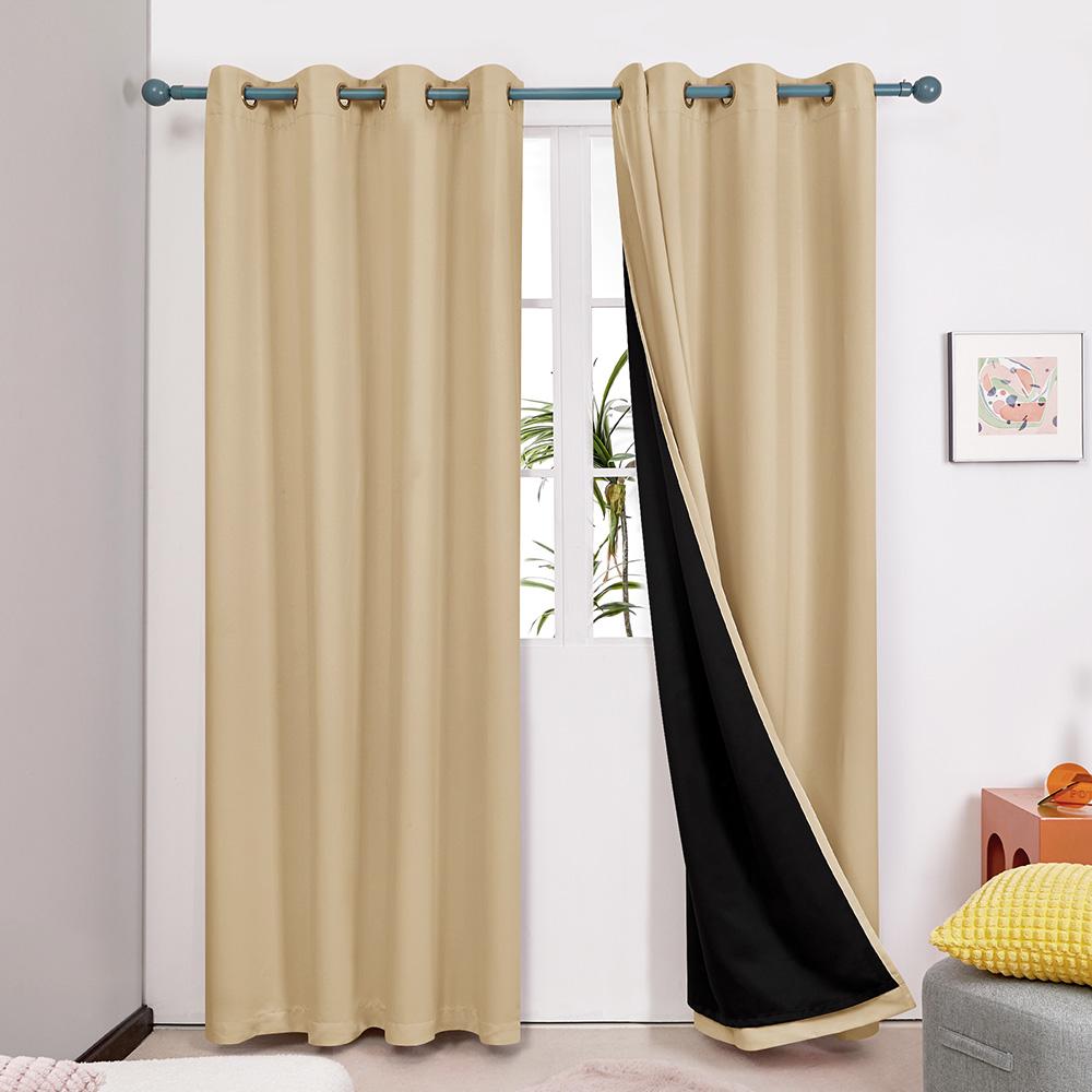 Thermal Insulated Total Blackout Curtains with Total Black Liner - Grommet | Energy Efficient Deconovo 2 Panels - Deconovo US
