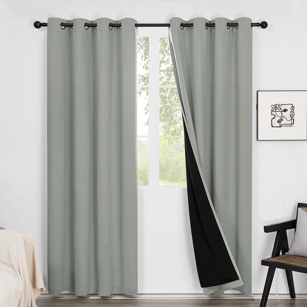 Thermal Insulated Total Blackout Curtains with Total Black Liner - Grommet | Energy Efficient Deconovo 2 Panels - Deconovo US