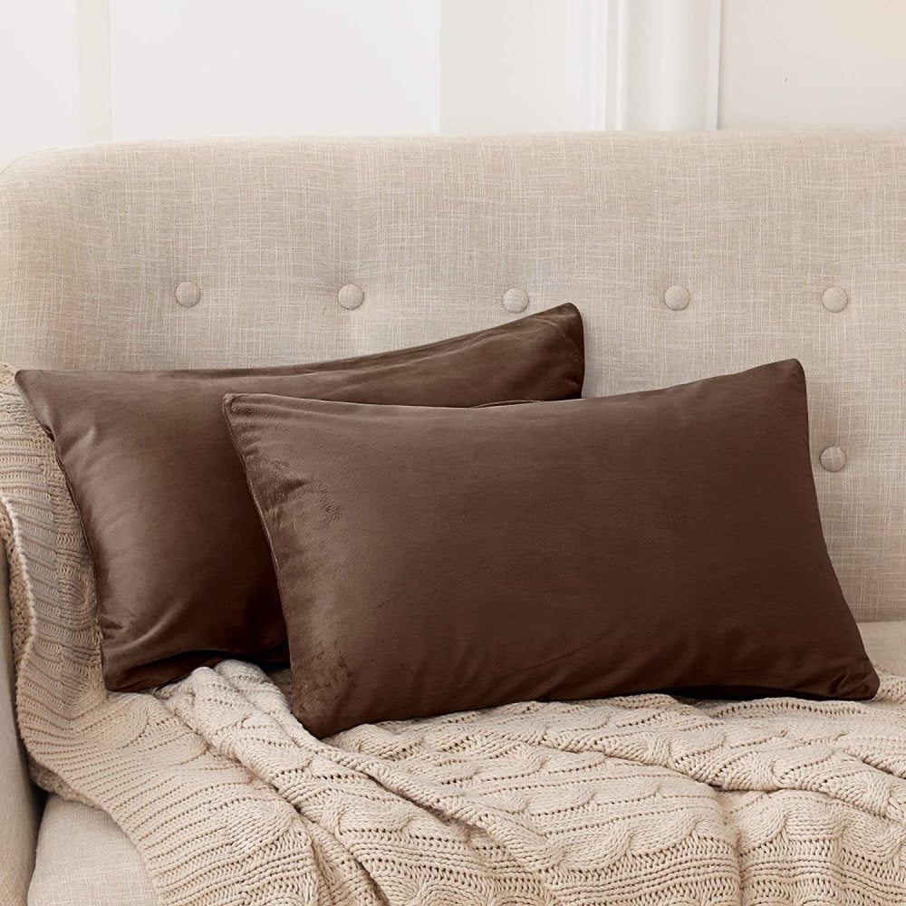 Velvet Pillow Covers with Invisible Zipper-Set of 2 - Deconovo US