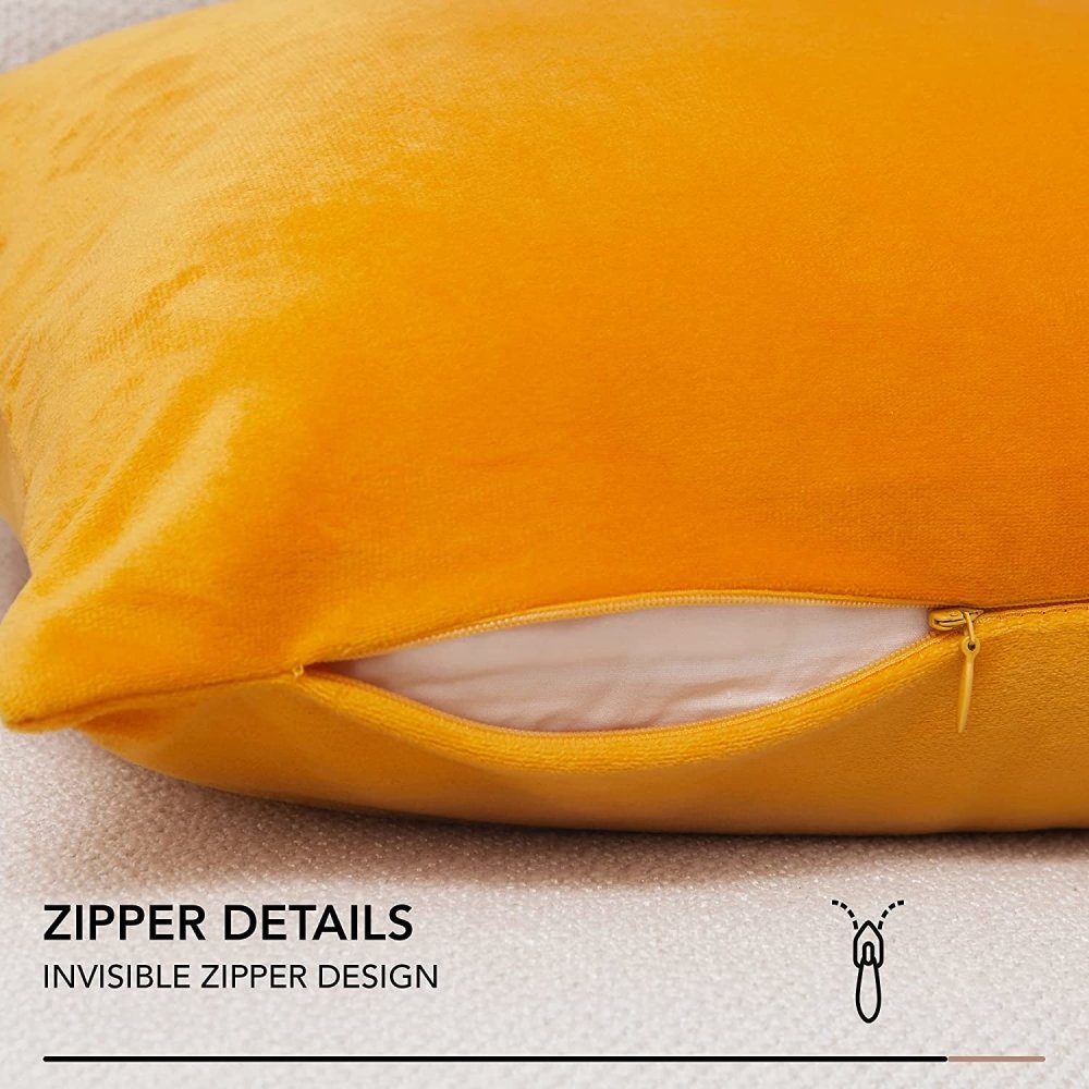 Velvet Pillow Covers with Invisible Zipper-Set of 2 - Deconovo US