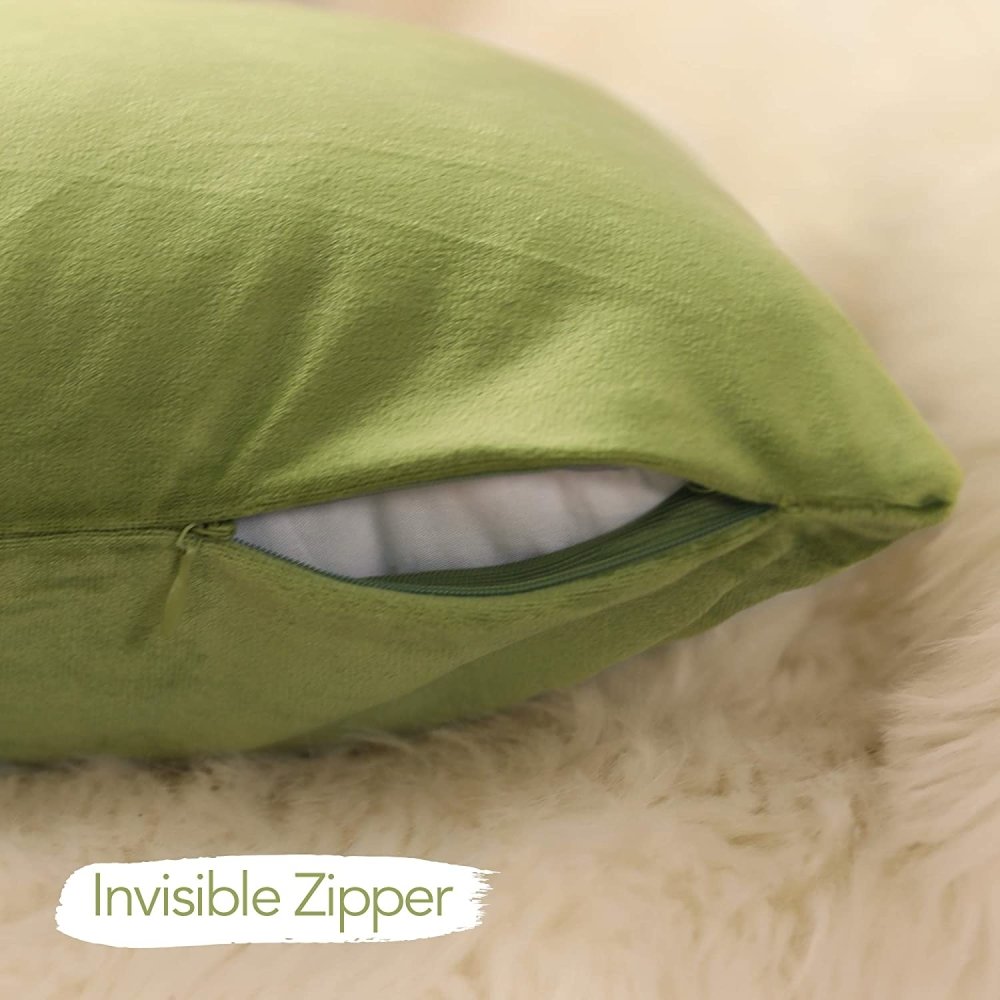 Velvet Pillow Covers with Invisible Zipper-Set of 2 - Deconovo US