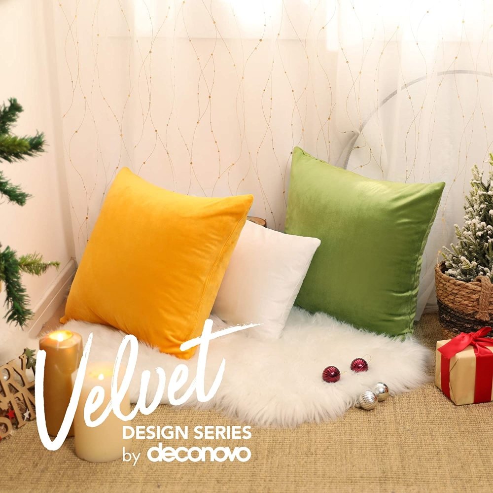 Velvet Pillow Covers with Invisible Zipper-Set of 2 - Deconovo US