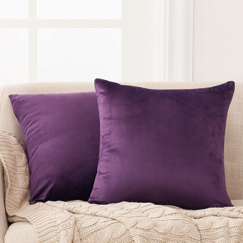 Velvet Pillow Covers with Invisible Zipper-Set of 2 - Deconovo US