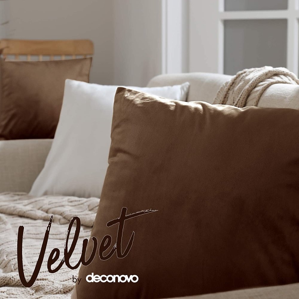 Velvet Pillow Covers with Invisible Zipper-Set of 2 - Deconovo US