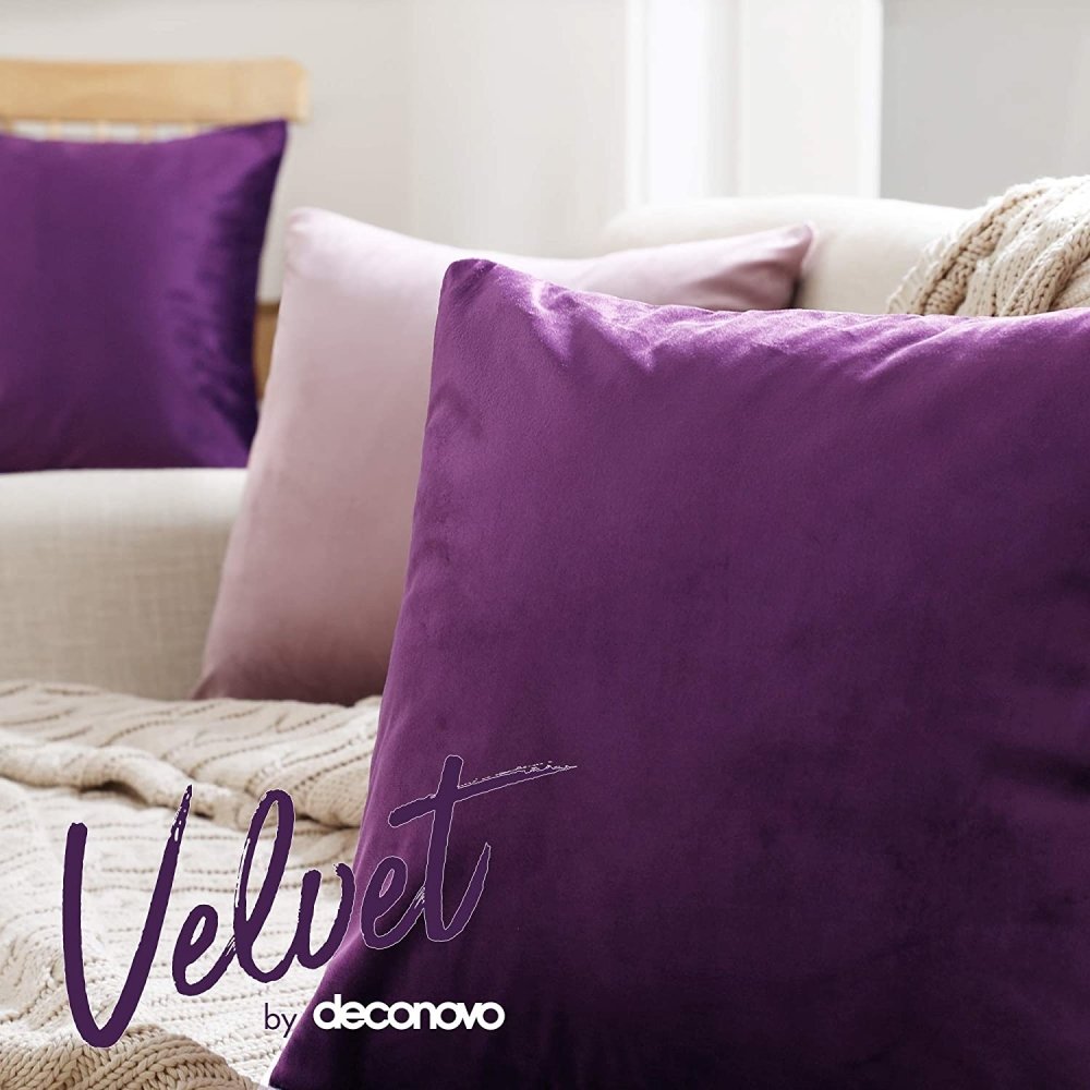 Velvet Pillow Covers with Invisible Zipper-Set of 2 - Deconovo US