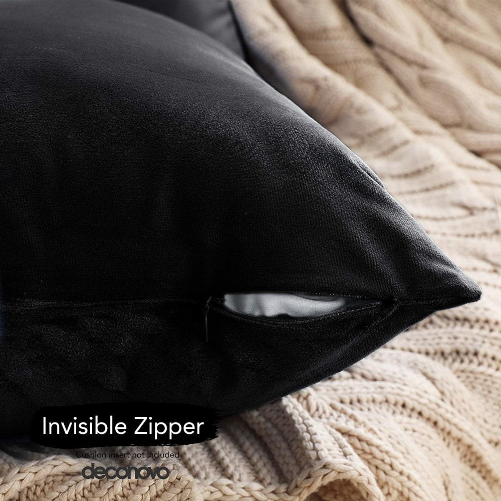 Velvet Pillow Covers with Invisible Zipper-Set of 2 - Deconovo US