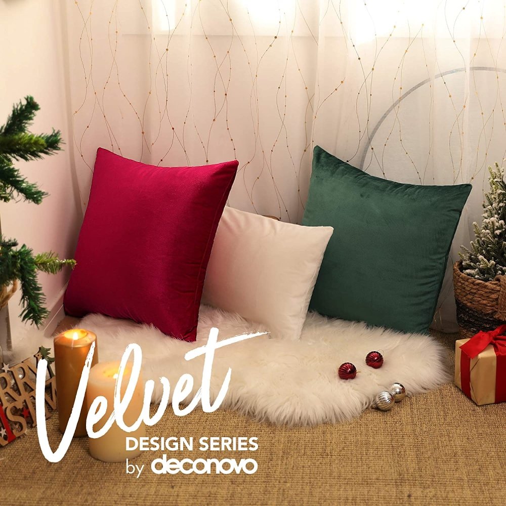 Velvet Pillow Covers with Invisible Zipper-Set of 2 - Deconovo US