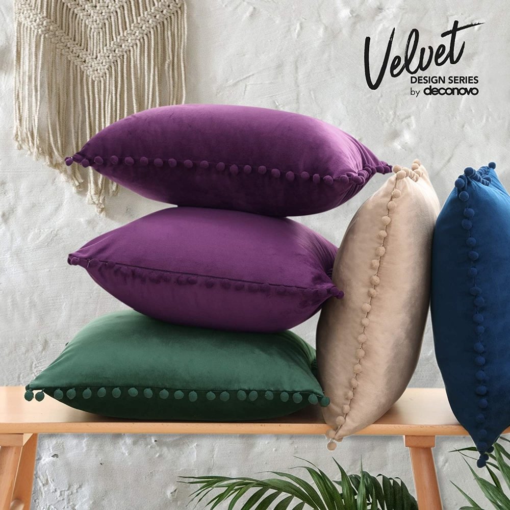 Velvet Pillow Covers with Invisible Zipper-Set of 2 - Deconovo US