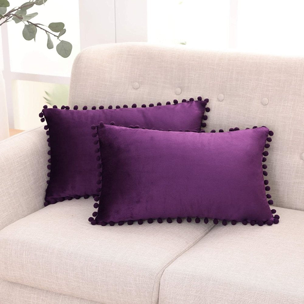 Velvet Pillow Covers with Invisible Zipper-Set of 2 - Deconovo US