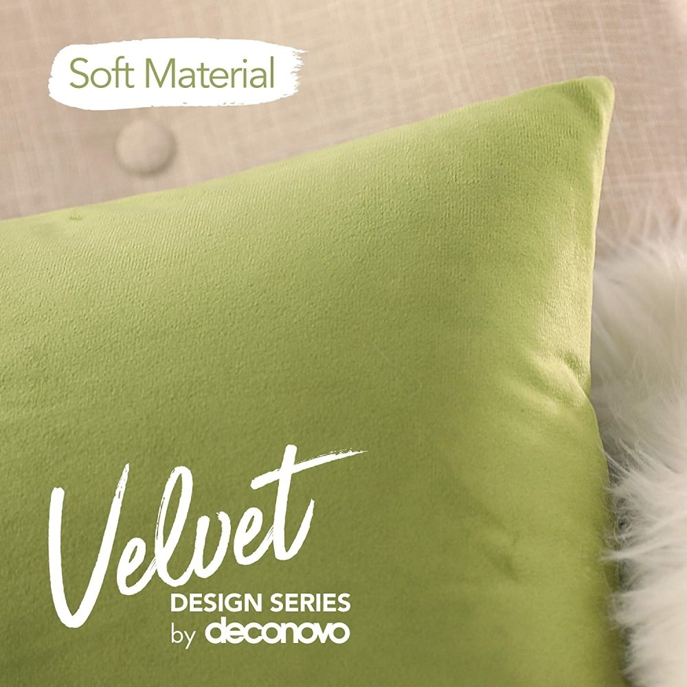 Velvet Pillow Covers with Invisible Zipper-Set of 2 - Deconovo US